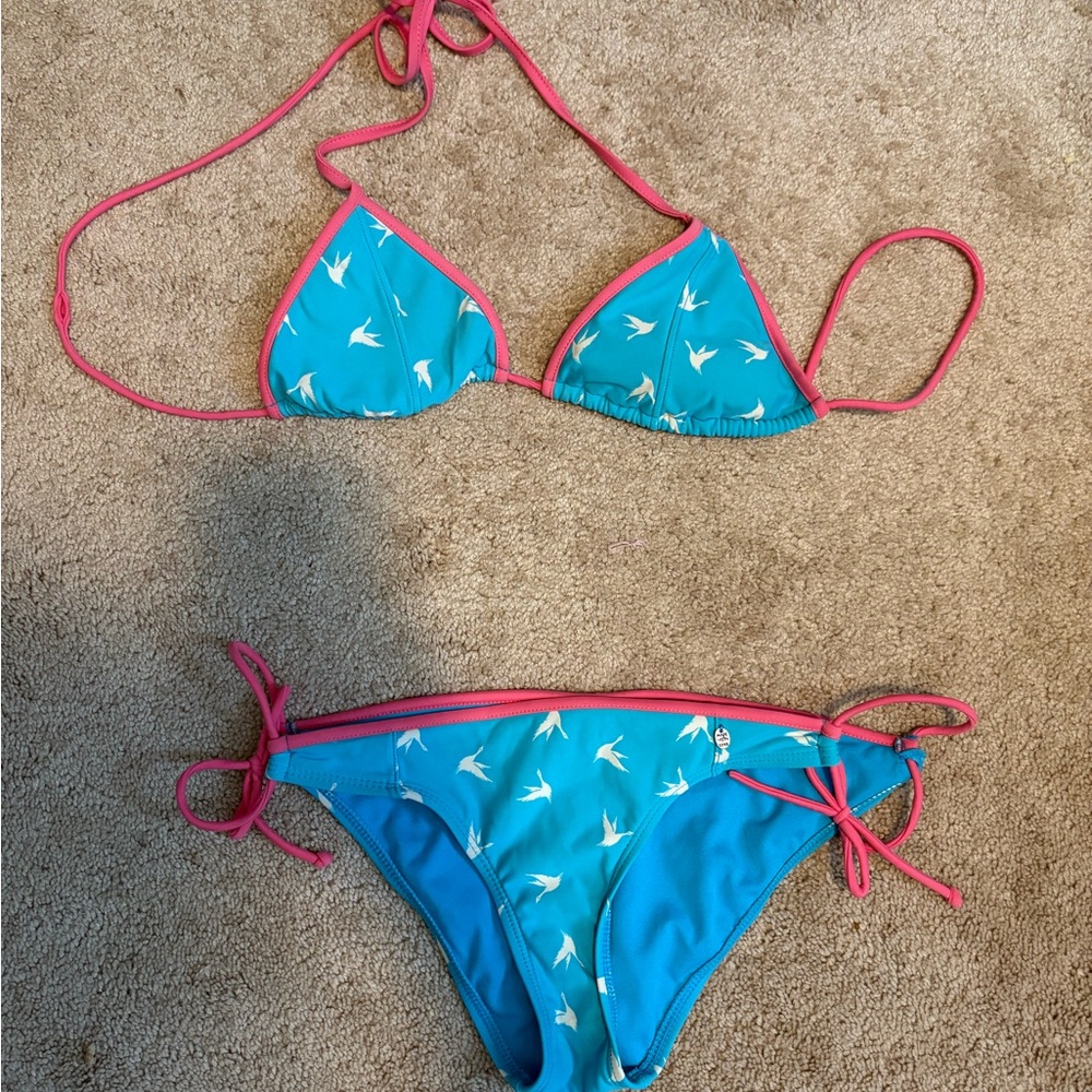 Blue and Pink Bikini Set